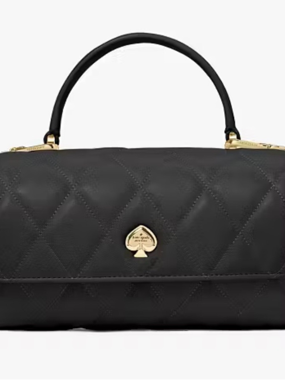 kate spade Heart Barrel Quilted Crossbody Black with Gold Hardware NWT - Picture 3 of 15